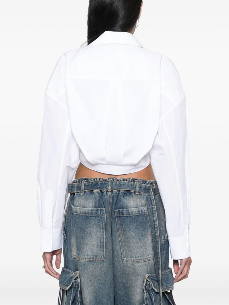 T BY ALEXANDER WANG Women Drawstring Waist Double Layered Cropped Shirt - NOBLEMARS
