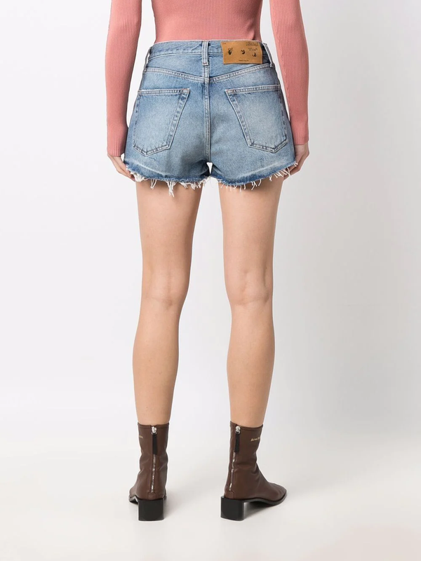 OFF-WHITE WOMEN CORPORATE SHORTS BLUE WHITE - NOBLEMARS