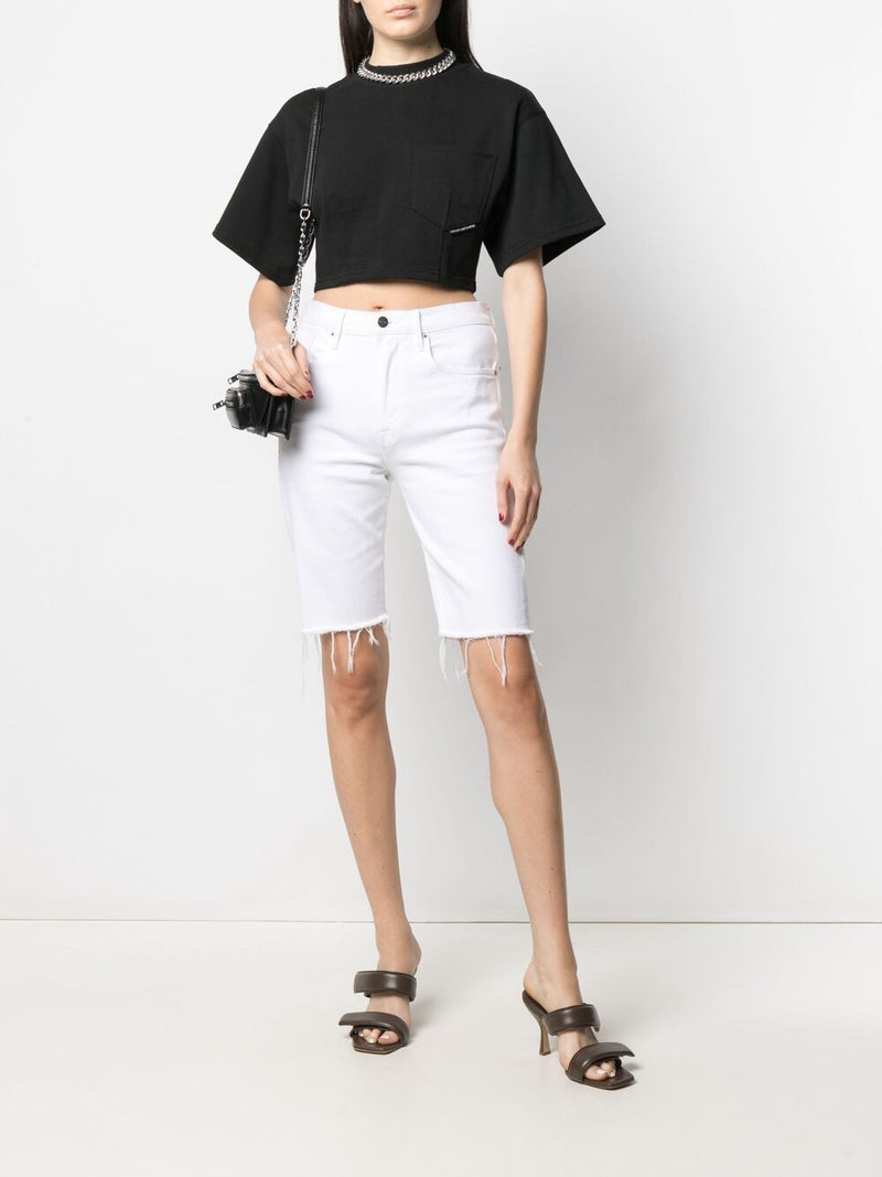 T BY ALEXANDER WANG WOMEN SCULPTED CROPPED T-SHIRT W/ CHEST POCKET - NOBLEMARS