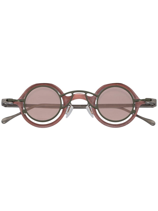 RIGARDS RUST + OLIVE SUNGASSES WITH CLEAR + RED LENS