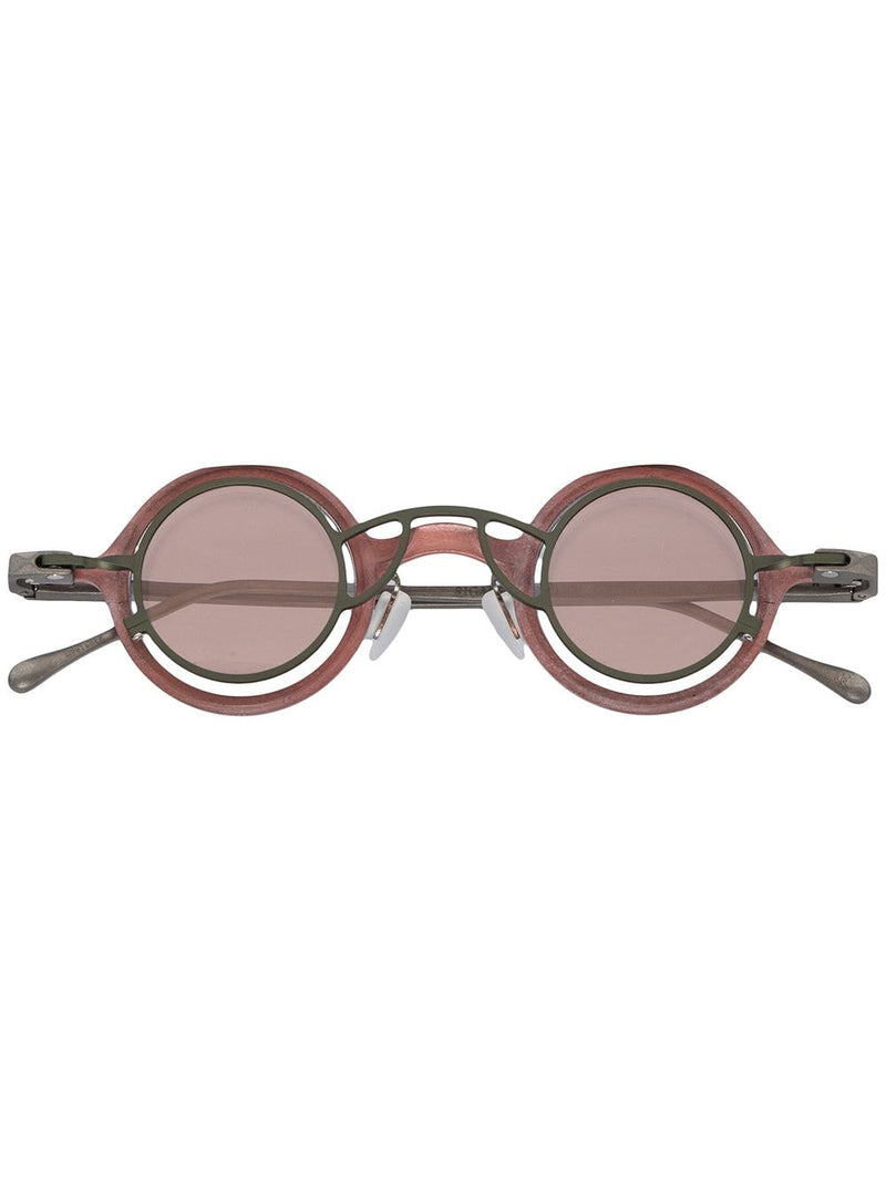 RIGARDS RUST + OLIVE SUNGASSES WITH CLEAR + RED LENS