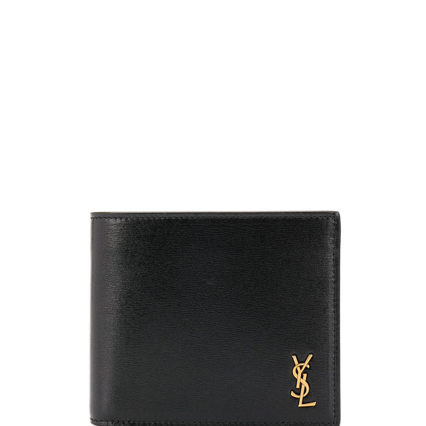 YSL Leather Wallet - Saint Laurent - Man Male Black OS