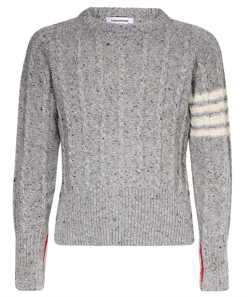 Thom Browne Men Twist Cable Classic Crewneck Donegal Pullover Sweater -  NOBLEMARS