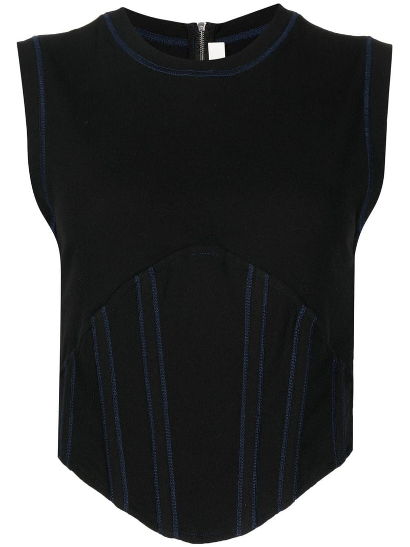Women's Clothing - Rib Corset Tank Top - Black
