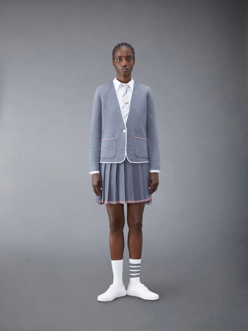 Thom Browne Women Full Needle Pleated Merino Wool Mini Skirt