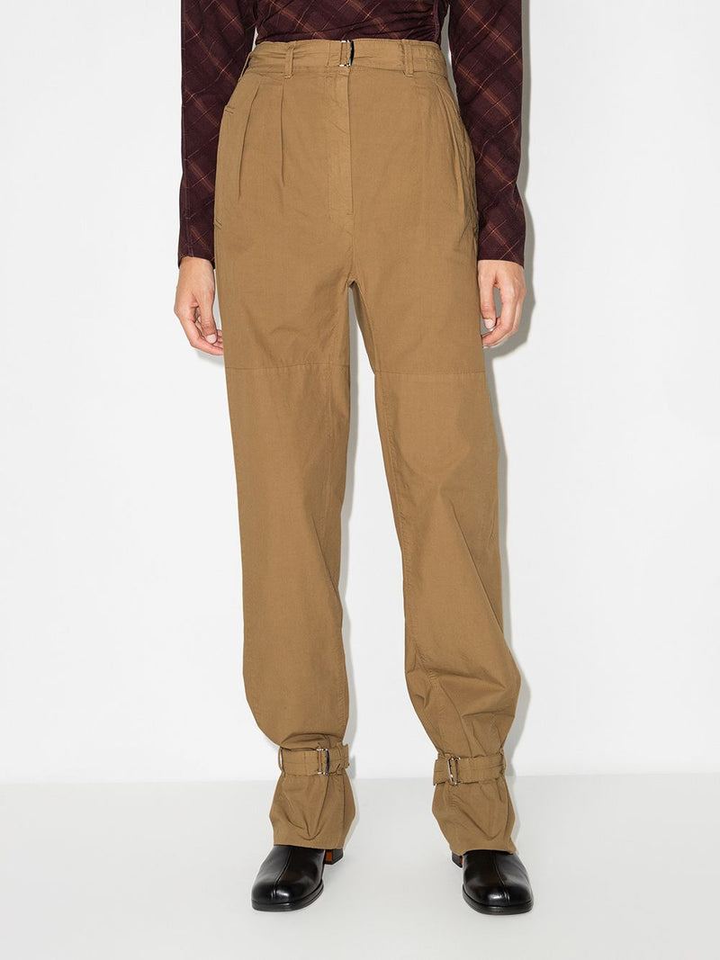 LEMAIRE WOMEN PLEATED PANTS WITH STRAPS - NOBLEMARS