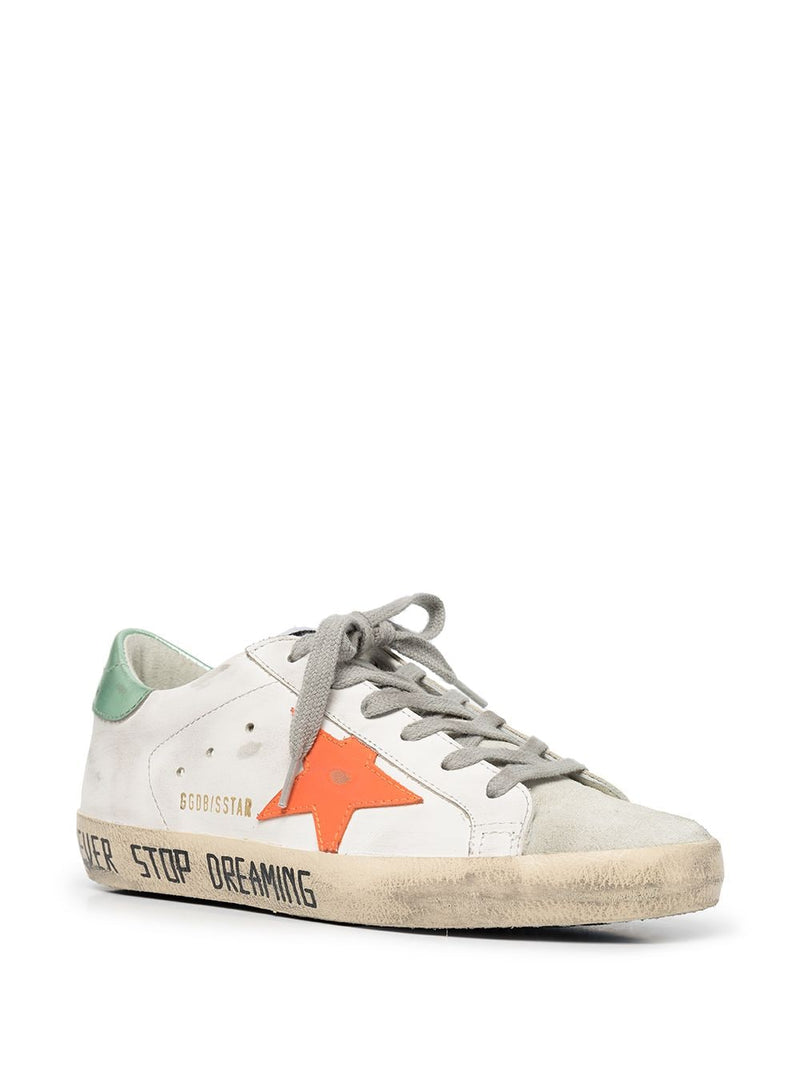 Women's Super-Star in white leather with gray suede star