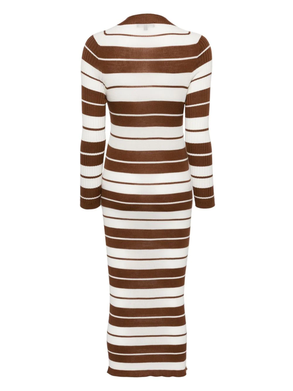 MERYLL ROGGE Women Striped Seamless Mock-Neck Dress - NOBLEMARS