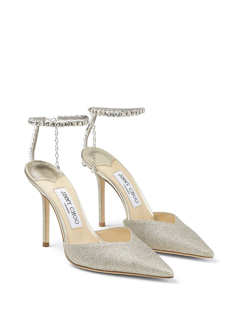 JIMMY CHOO WOMEN SAEDA 100 DUSTY GLITTER PUMPS - NOBLEMARS