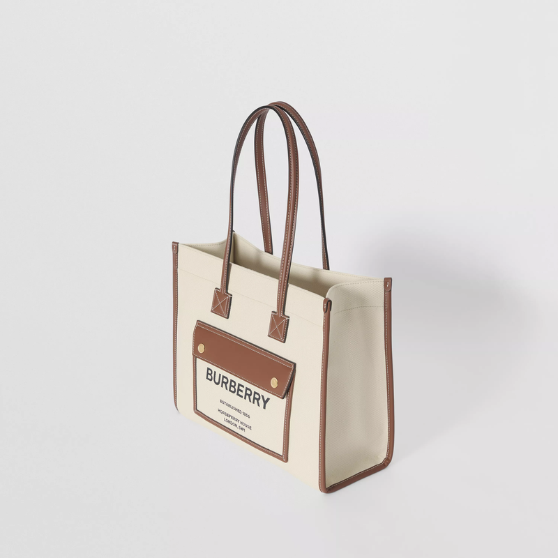  BURBERRY Freya Small Two-tone Canvas And Leather Tote
