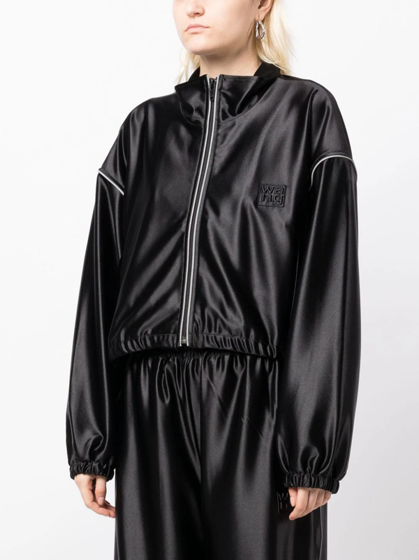 T BY ALEXANDER WANG WOMEN CROPPED TRACK JACKET WITH STACKED WANG PUFF LOGO - NOBLEMARS
