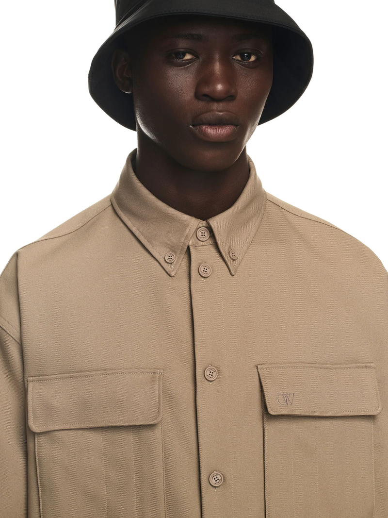 OFF-WHITE MEN OW EMBROIDERY DRILL MILITARY OVERSHIRT - NOBLEMARS