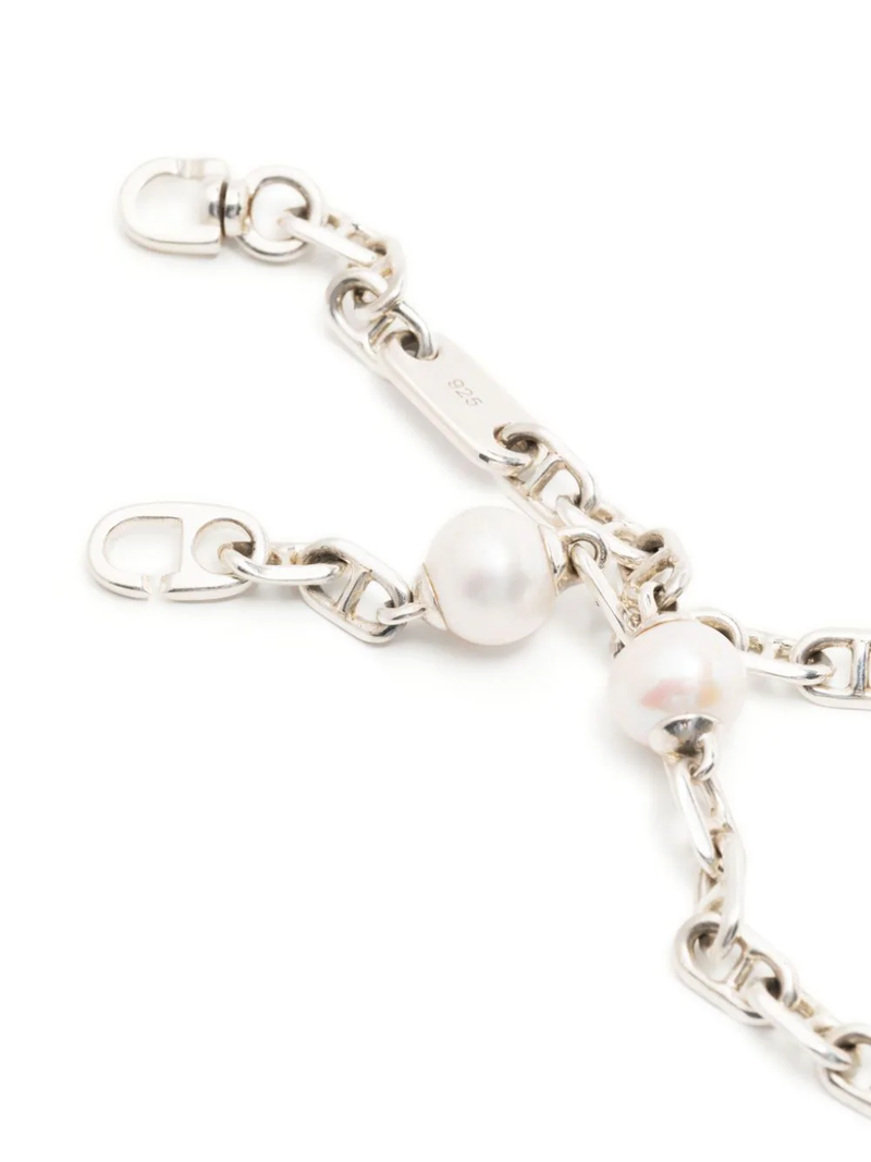 MAOR SICAR NECKLACE IN OXIDIZED SILVER WITH WHITE PEARLS - NOBLEMARS