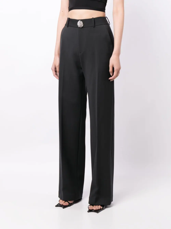 AREA WOMEN CRYSTAL BUTTON SLIT TROUSERS - NOBLEMARS