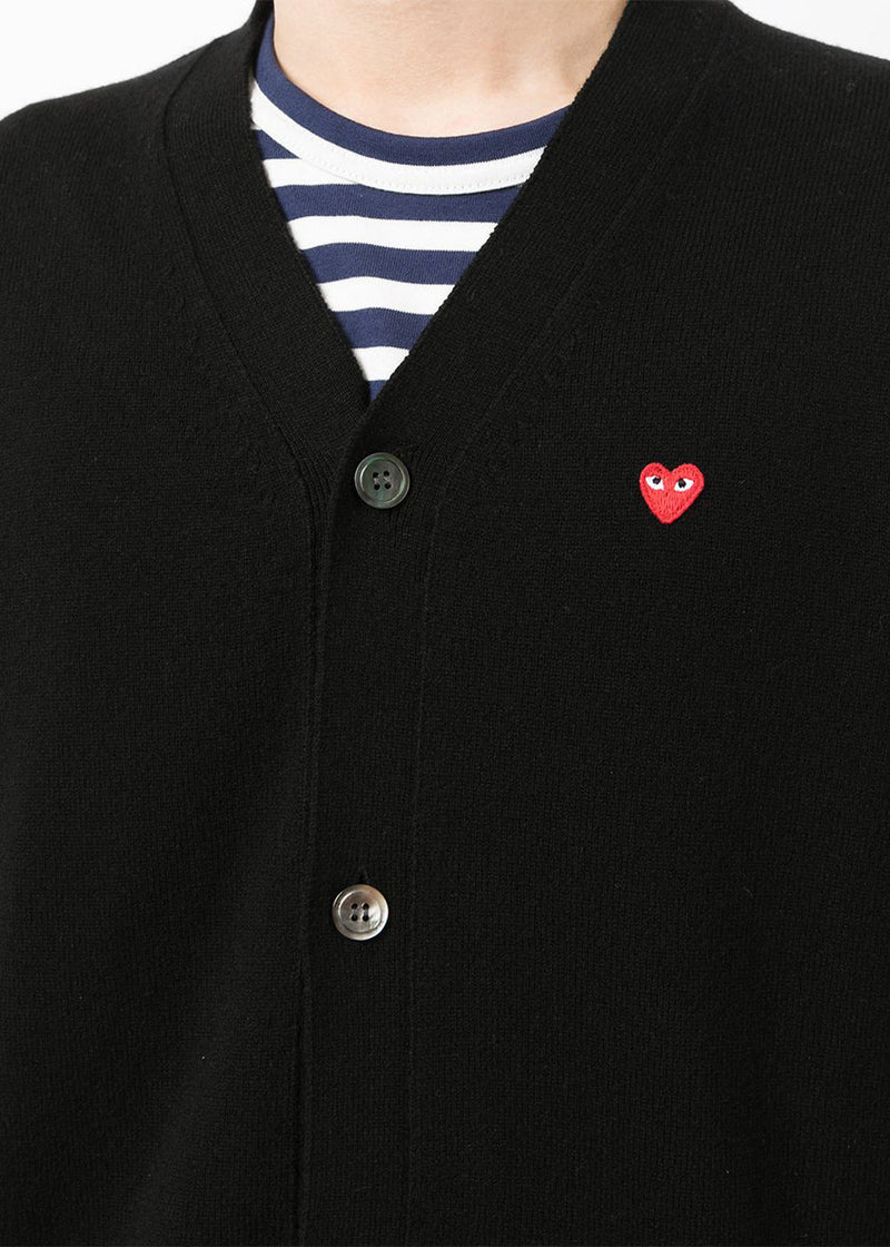 Comme des Garçons Play Black & Red Small Heart Cardigan - NOBLEMARS