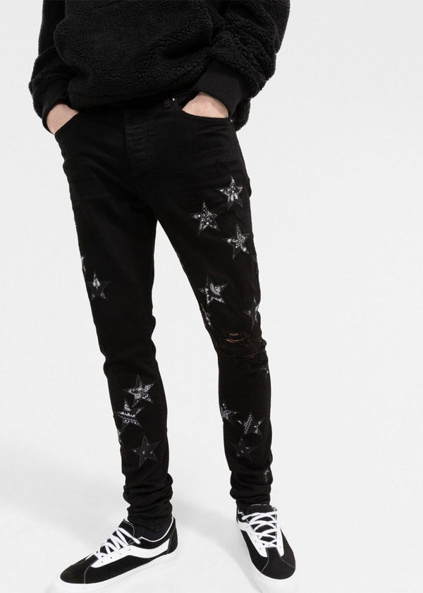 AMIRI Black Bandana Star Jeans - NOBLEMARS
