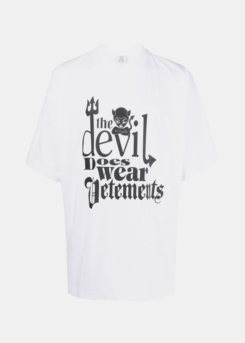 VETEMENTS White 'Devil Does Wear Vetements' T-Shirt - NOBLEMARS