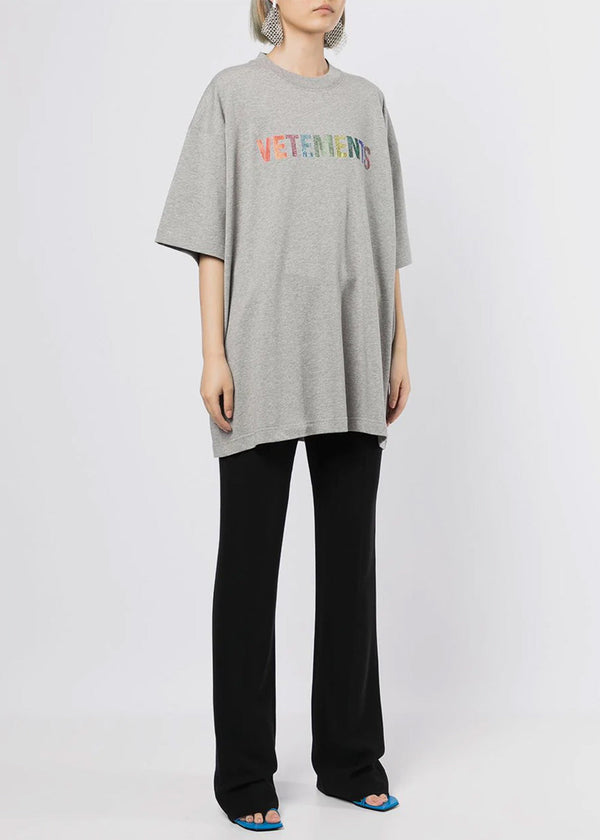 VETEMENTS Grey Melange Crystal Logo T-Shirt - NOBLEMARS