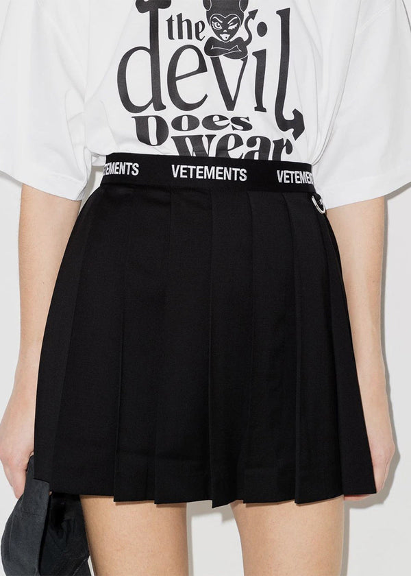 VETEMENTS Black Logo Schoolgirl Skirt - NOBLEMARS