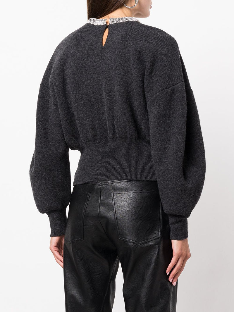 ALEXANDER WANG WOMEN PULLOVER WITH CRYSTAL TUBULAR NECKLACE - NOBLEMARS