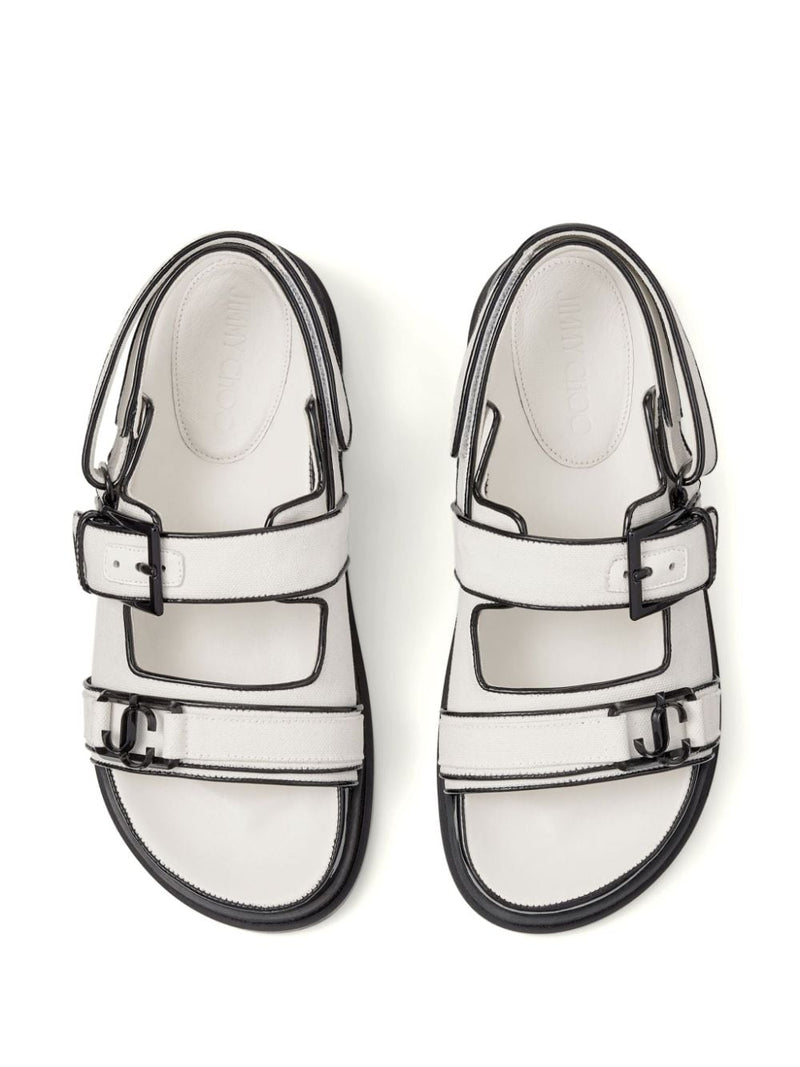 JIMMY CHOO Women Linen/Soft Patent W/JC Hardware Sandals - NOBLEMARS