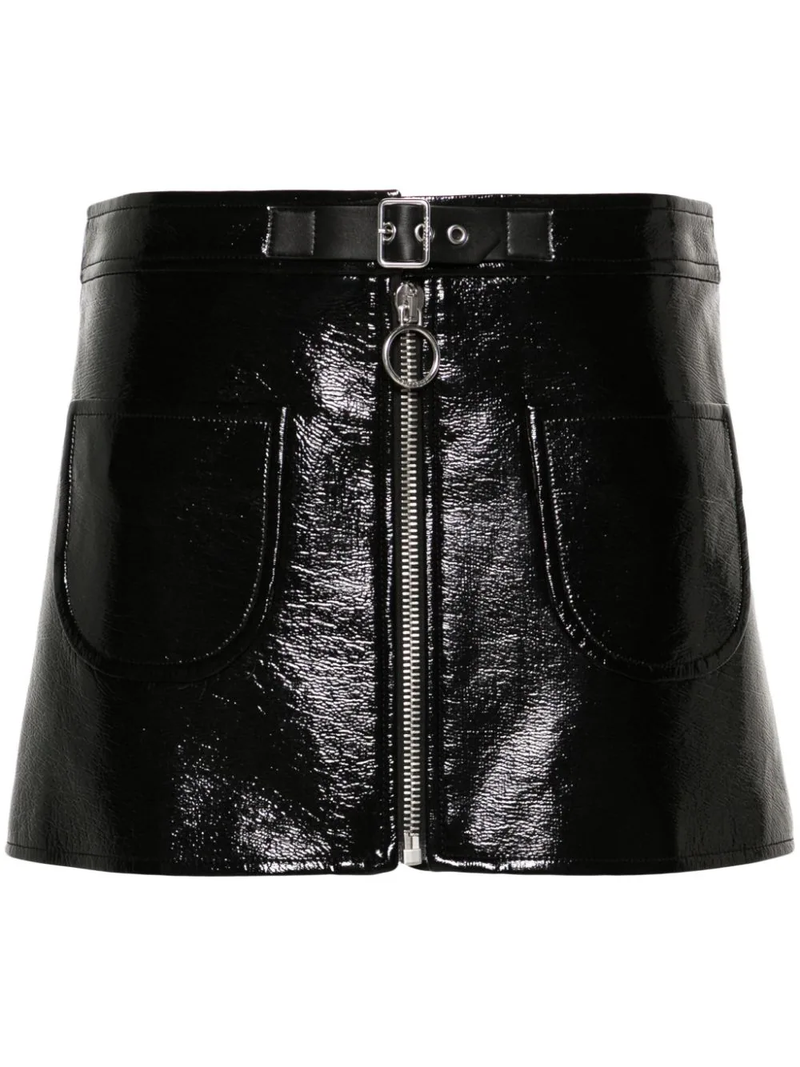COURR??GES Women Buckle Zipped Vinyl Mini Skirt - NOBLEMARS