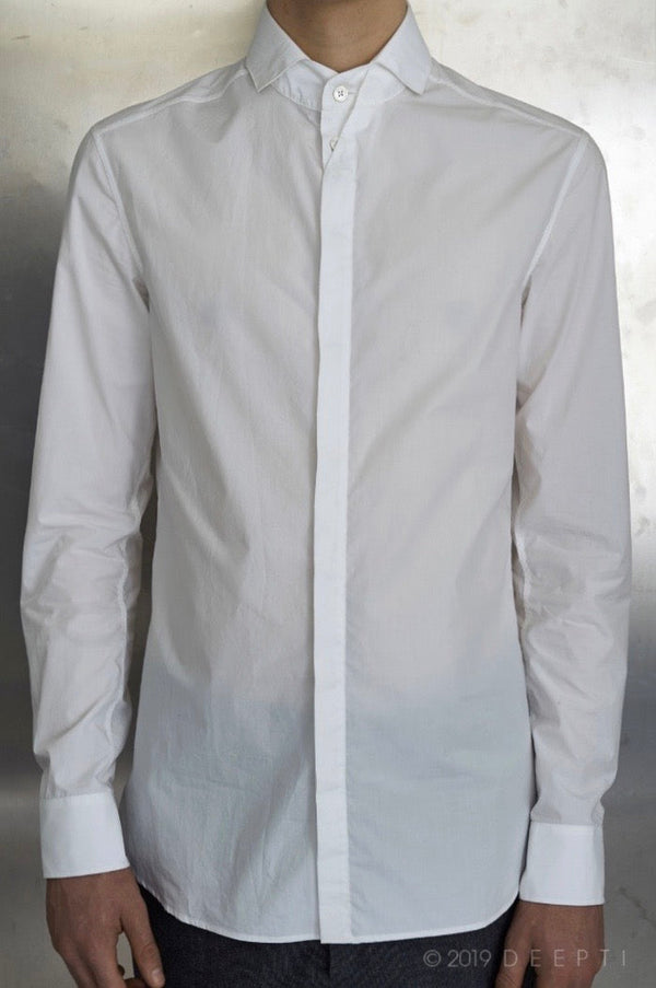 DEEPTI Men Long Sleeve Shirt with Button Pleat Cutaway Collar - NOBLEMARS