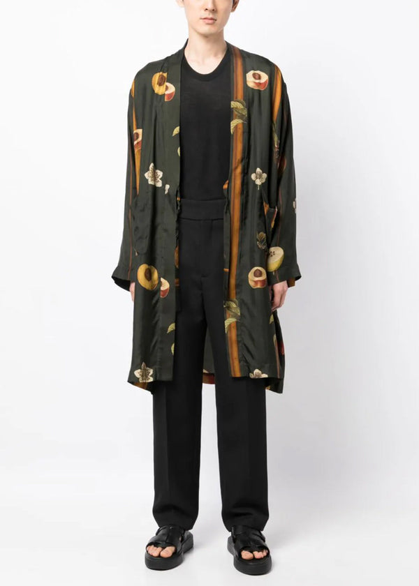 Uma Wang Green Long Kimono Overcoat - NOBLEMARS