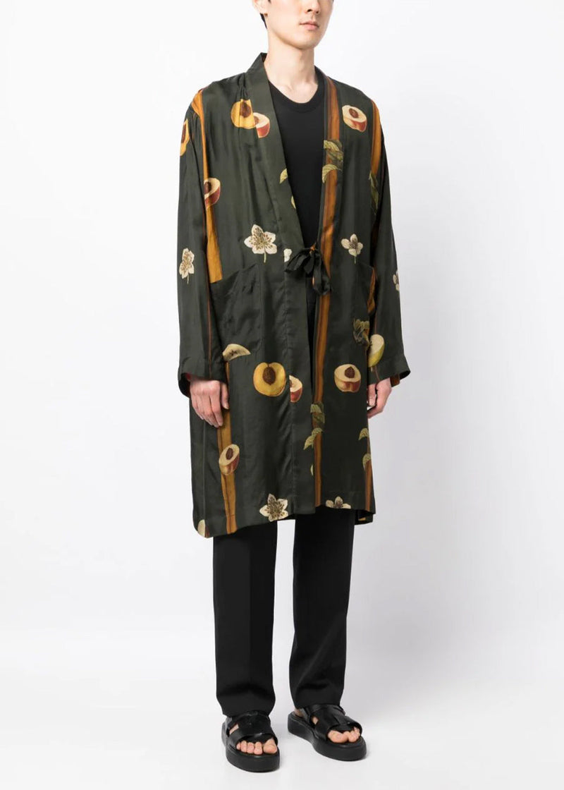 Uma Wang Green Long Kimono Overcoat - NOBLEMARS