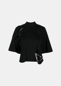 Undercover Black Cut-Out Cropped T-Shirt - NOBLEMARS