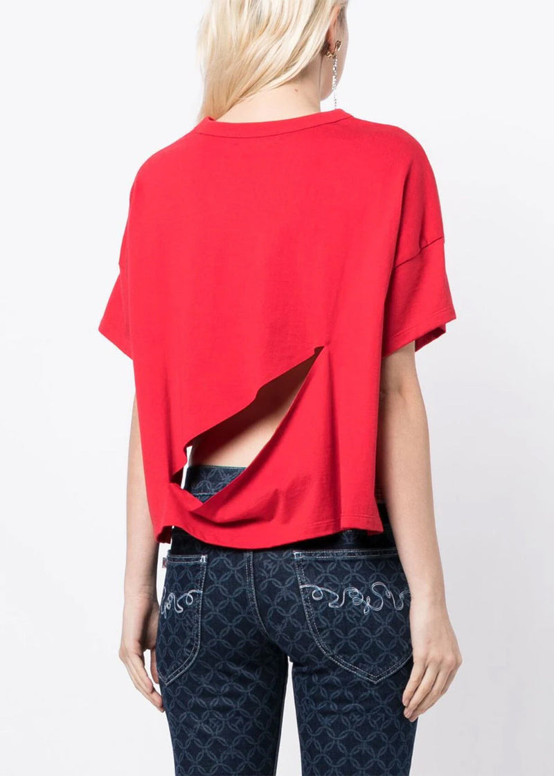 Undercover Red Slogan-Print Cut-Out T-Shirts - NOBLEMARS