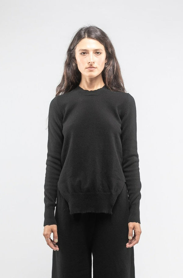 SERIEN UMERICA Black Side Slit Sweater - NOBLEMARS