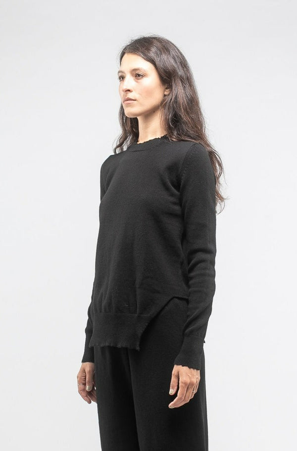 SERIEN UMERICA Black Side Slit Sweater - NOBLEMARS