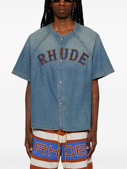 RHUDE Men Baseball Denim Shirt - NOBLEMARS