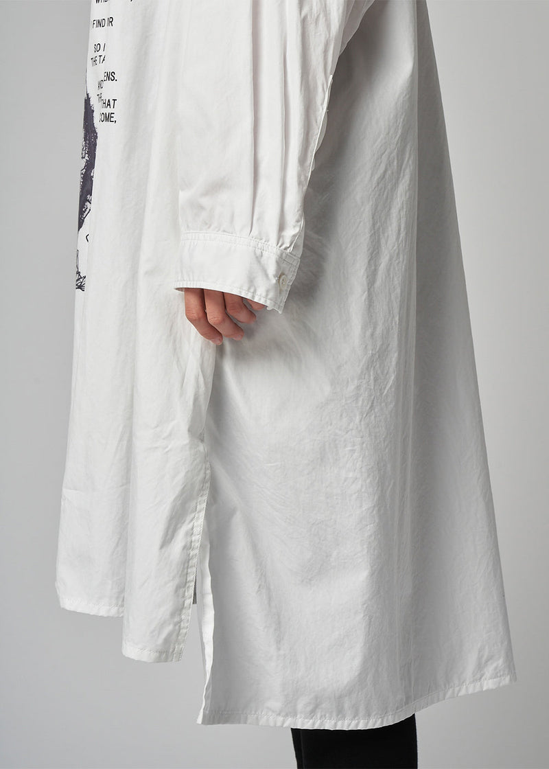 Yohji Yamamoto White Broad E Print Long Shirt - NOBLEMARS