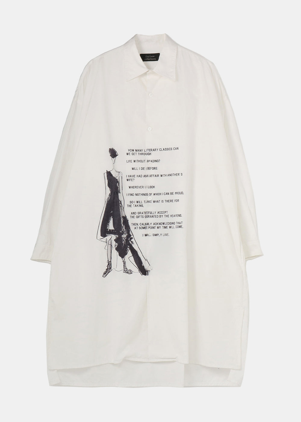 Yohji Yamamoto White Broad E Print Long Shirt - NOBLEMARS