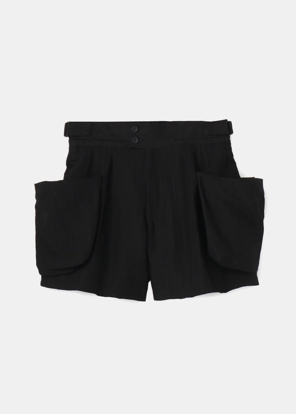 Yohji Yamamoto Black Japanese Paper Twill Shorts - NOBLEMARS