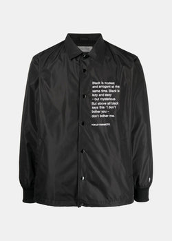 Yohji Yamamoto Black Letter-Print Coach Jacket - NOBLEMARS